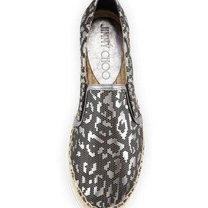 Jimmy Choo Dawn Lasered Leopard Print Espadrilles NWOT